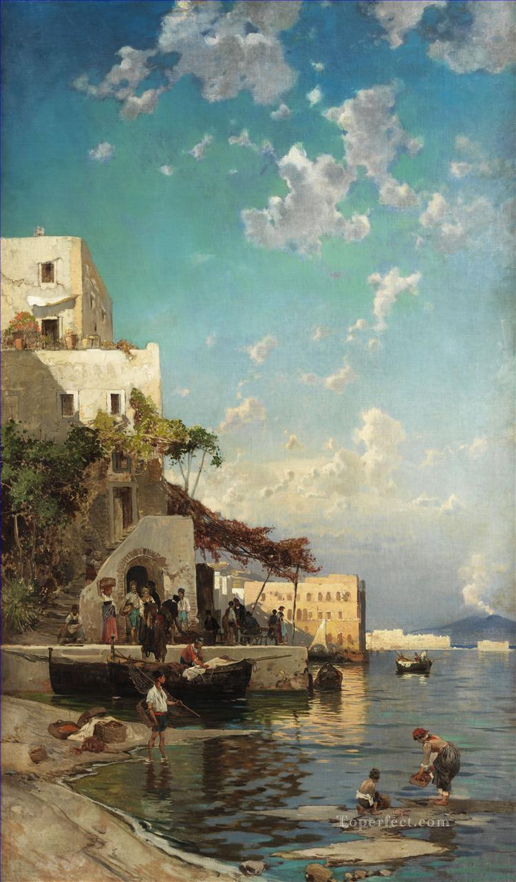 abendliches treffen der fischer Hermann David Salomon Corrodi paisaje orientalista Pintura al óleo